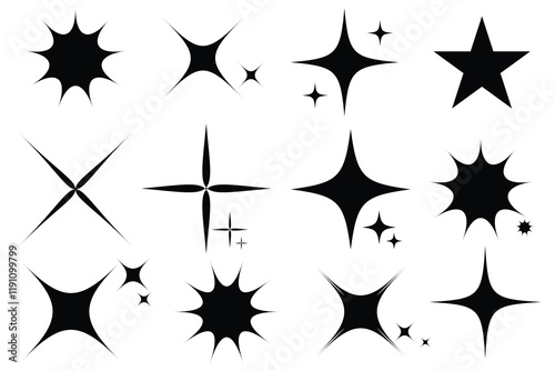 Twinkle star icon. Vector icon. Abstract cool shine effect sign vector design. Retro futuristic sparkle icons collection. Shine icon. Twinkle star on white background. Vector illustration.