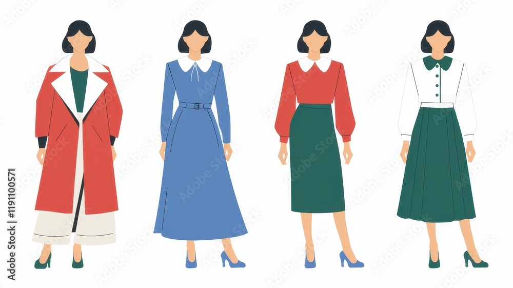 Four Women Model Different Styles Of Elegant Clothing Four Women Model Different Styles Of Elegant Clothing
