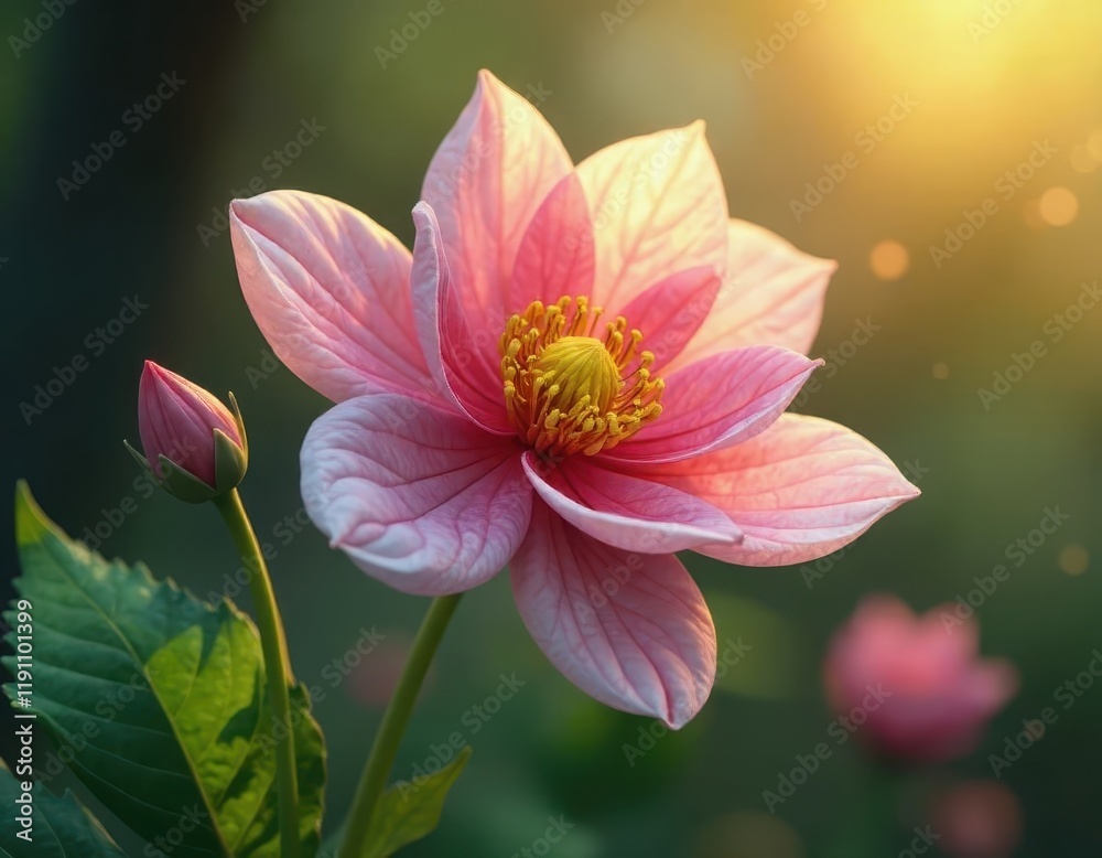 Fototapeta premium Single blossoming flower. World earth day concept
