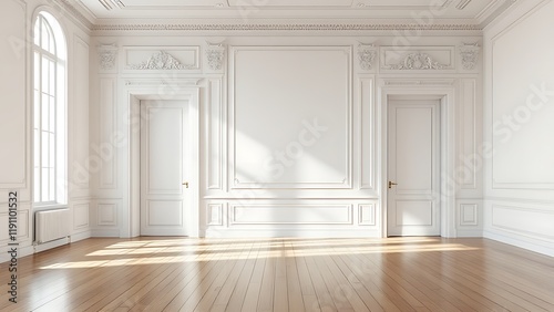 Detail of a blank wall inside a Parisian bourgeois building.