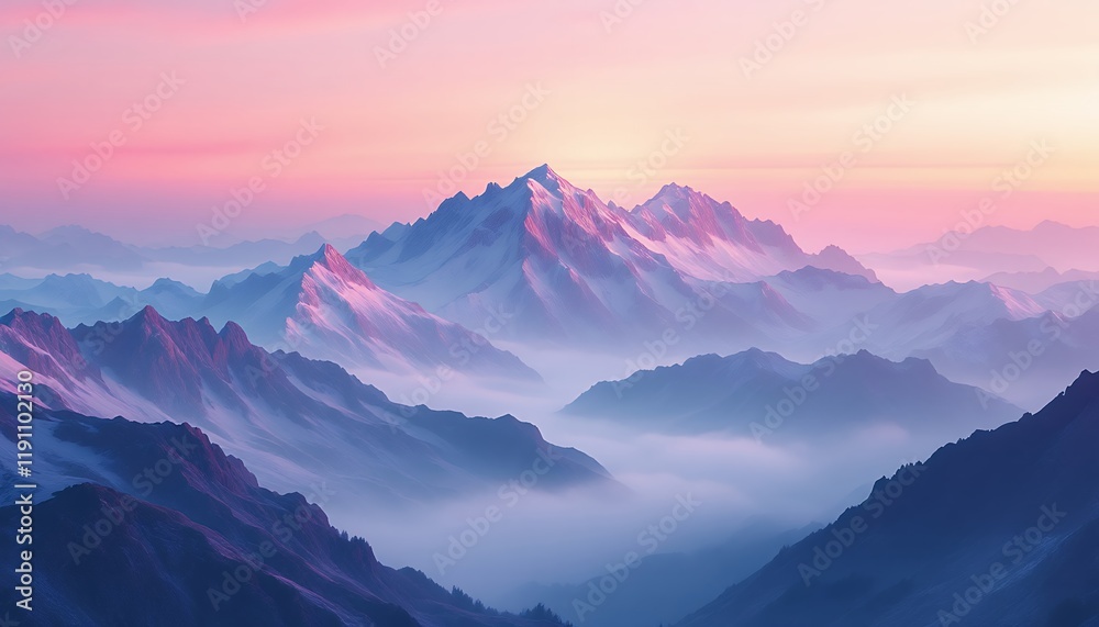 Majestic Mountain Range at Sunrise: A Breathtaking Panorama Majestic Mountain Range at Sunrise: A Breathtaking Panorama