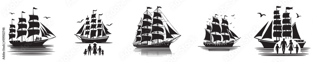 custom made wallpaper toronto digitalVector collection of silhouettes of sailing ships anchored
