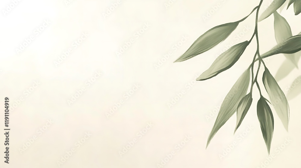 Elegant Greenery Branch With Delicate Leaves Design Elegant Greenery Branch With Delicate Leaves Design