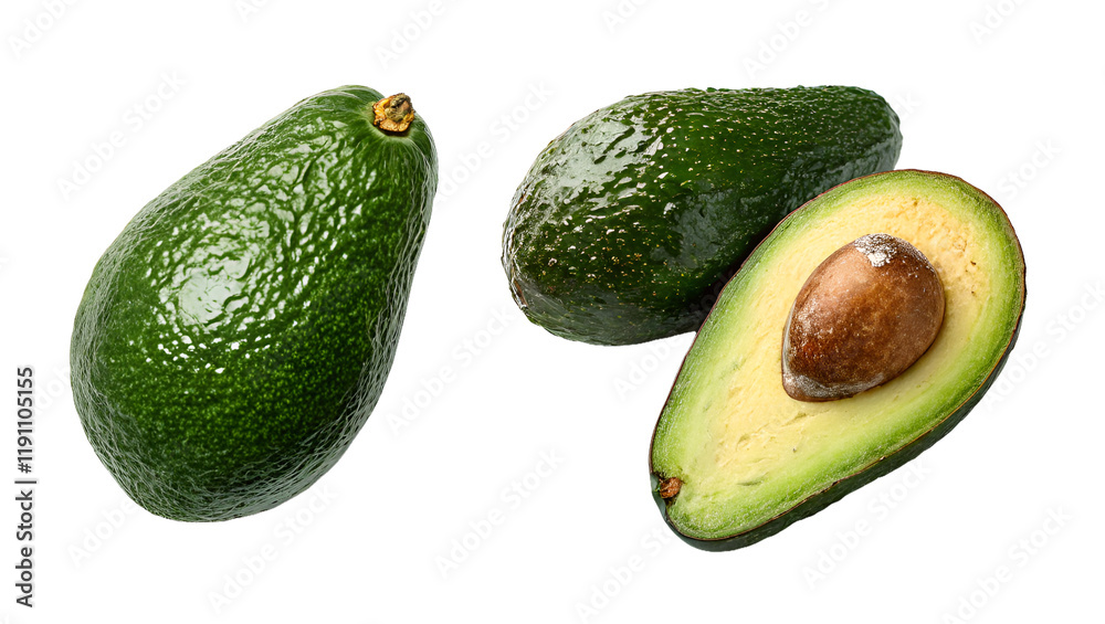 Avocado isolated on the transparent background. Healthy food for proper nutrition. Avocado isolated on the transparent background. Healthy food for proper nutrition.