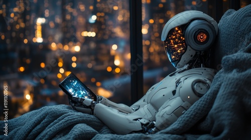 Embracing Diversity: A Heartwarming Portrait of a Human-Robot LGBTQ Couple Enjoying Movie Night Together