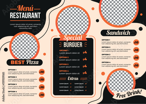 Vector Template for Fast Food Restaurant Menu Sketch