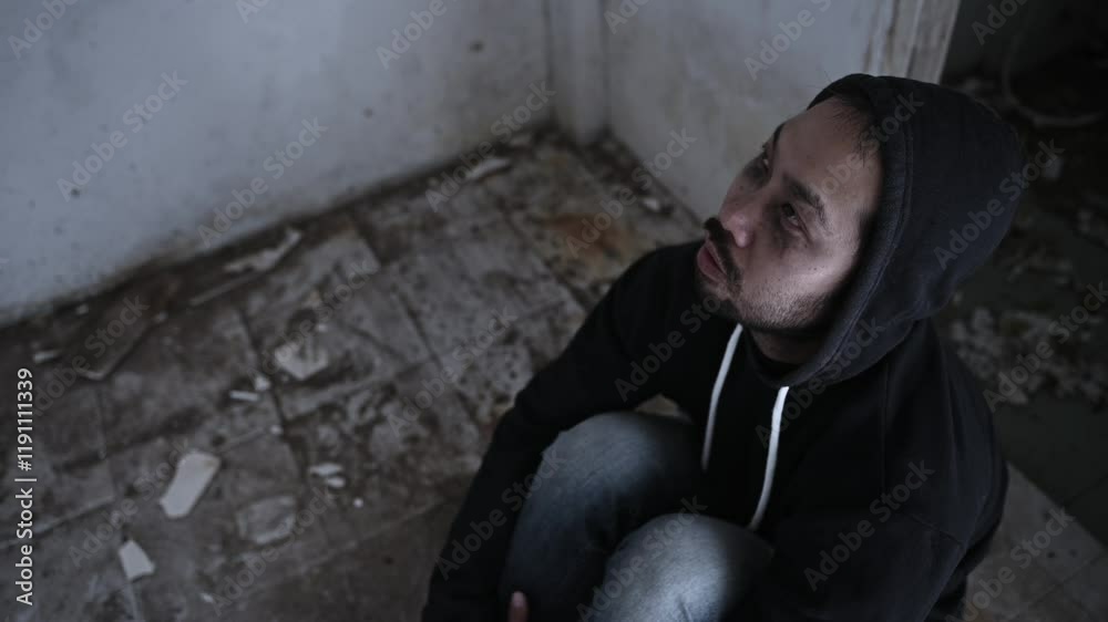 Drug addicts experience hallucinations from using drugs in abandoned buildings Drug addicts experience hallucinations from using drugs in abandoned buildings