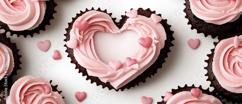 Valentine's day heart cupcake frame sweet treats romantic vibes photo