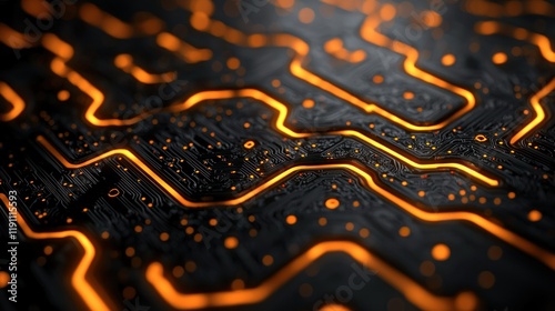 Glowing Circuit Board Abstract Technology