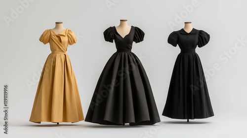 Wallpaper Mural Elegant fashion showcase vintage dress collection studio display garment neutral background front view timeless style Torontodigital.ca