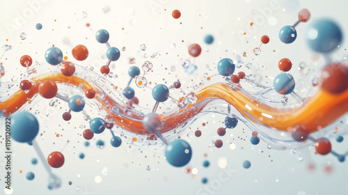 Molecular diagram of reverse osmosis with colorful water molecules