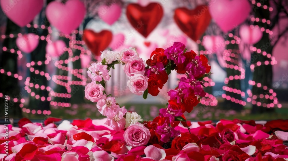 beautiful bouquet of roses in the shape of a heart