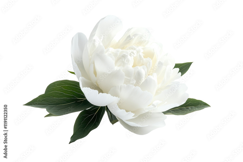 Pure White Peony in Garden Setting
