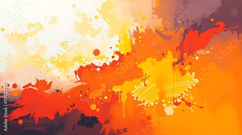 Bold acrylic painting abstract background with minimal elements warm golden hour light vibrant colors textured brushstrokes adorable charming features soft light