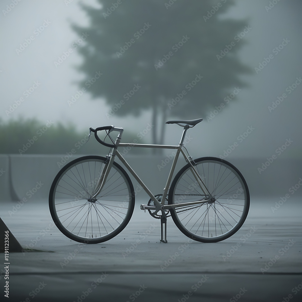 Fototapeta premium Ordinary Bicycle in Rainy Weather