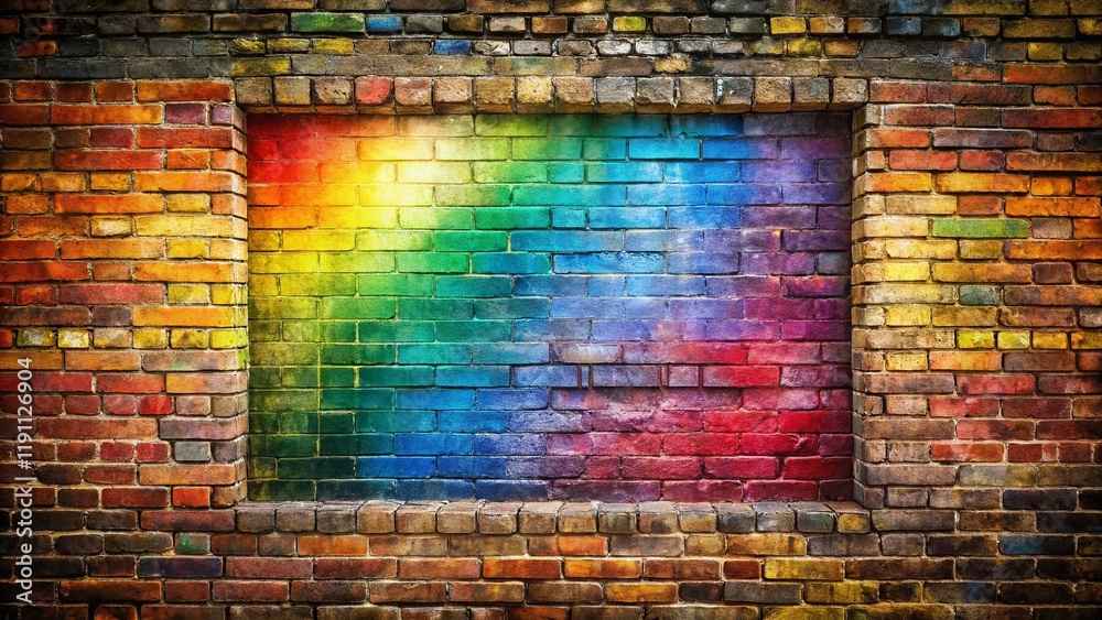 Fototapeta premium Urban Pride: Text-Ready Grunge Rainbow Frame for LGBTQ+ Celebrations