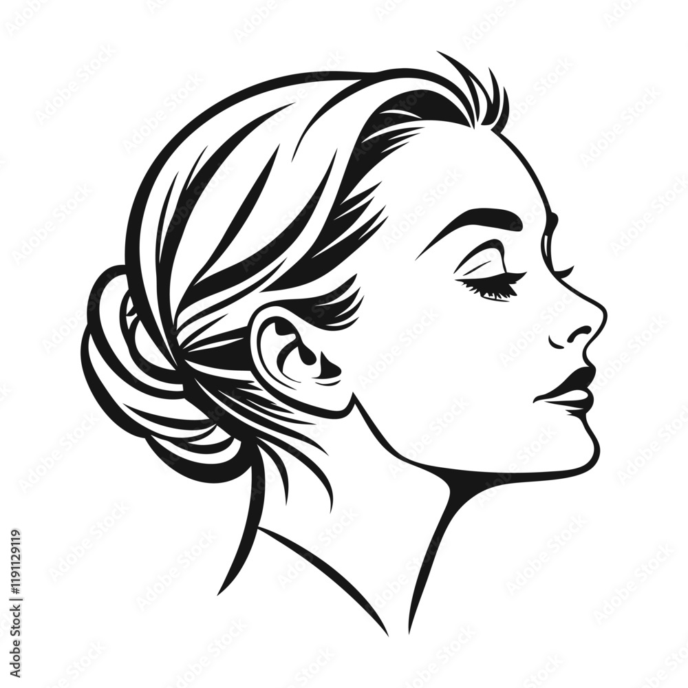 Beauty girl face silhouette vector. silhouette of beautiful profile of woman face concept beauty and fashion Beauty girl face silhouette vector. silhouette of beautiful profile of woman face concept beauty and fashion