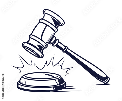 Gavel striking silhouette