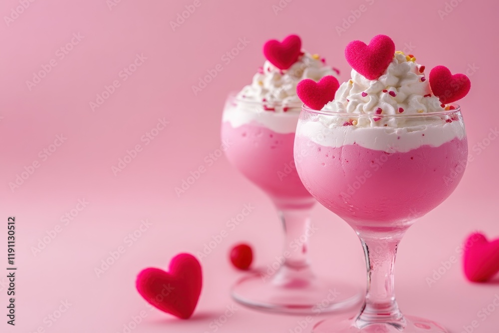Charming Pink Dessert Drink with Whipped Cream Charming Pink Dessert Drink with Whipped Cream