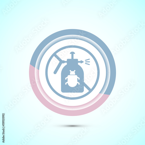 Pesticide free icon design illustration. Certified natural product sticker symbol illustration. Pastel color button design