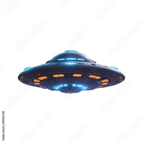 Futuristic UFO isolated on transparent background
