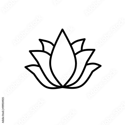 Vector water lotus flower icon. Lotus symbol of yoga, flower of well-being and healthy lifestyle, elegant blooming. photo