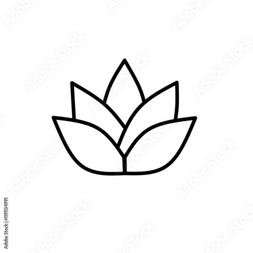 Vector water lotus flower icon. Lotus symbol of yoga, flower of well-being and healthy lifestyle, elegant blooming. photo