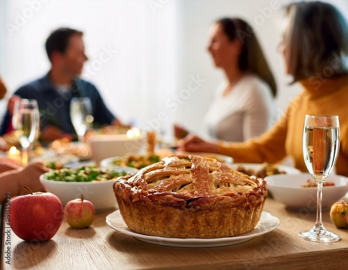 Wallpaper Mural Generated image Thanksgiving family dinner. Traditional apple pie and vegan meal close up Torontodigital.ca