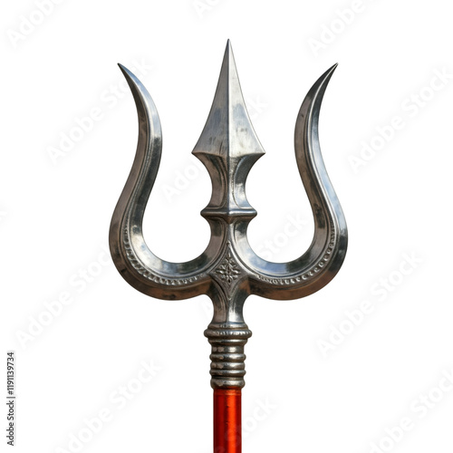 The trident of Lord Shiva isolated on white, Trishula, Trishul the symbol of Lord Shiva. photo