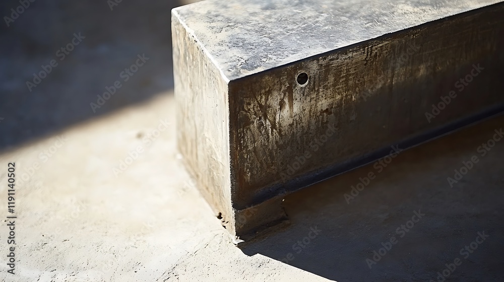 Weathered Metal Beam Resting On Concrete Floor Weathered Metal Beam Resting On Concrete Floor