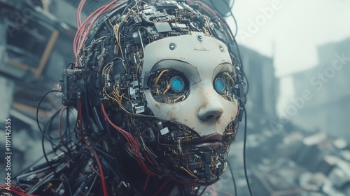Mechanical girl in the wasteland