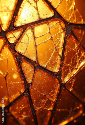Cracked Golden Glass Panes with Dark Edges