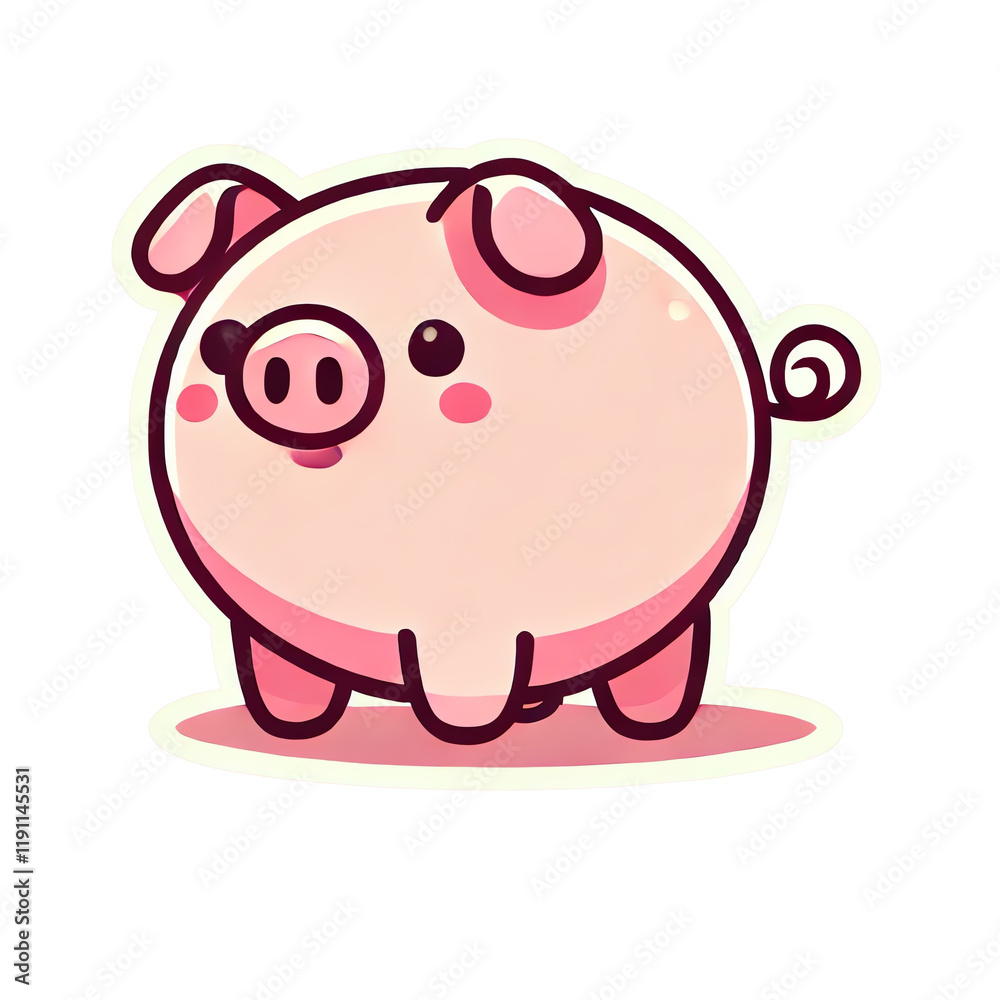 Fototapeta premium A simple, cartoon-style illustration of a cute pig