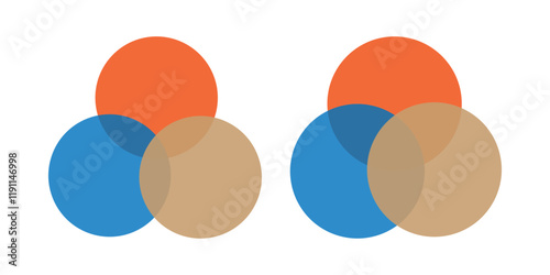 Colorful venn diagram is showing three overlapping circles with numbers for your text and design.   Venn Diagram.