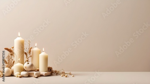 All Saints' Day  banner with empty space Without Text, Ivory Minimal background