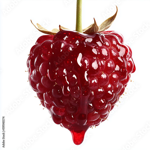 Dripping raspberry jam isolated 