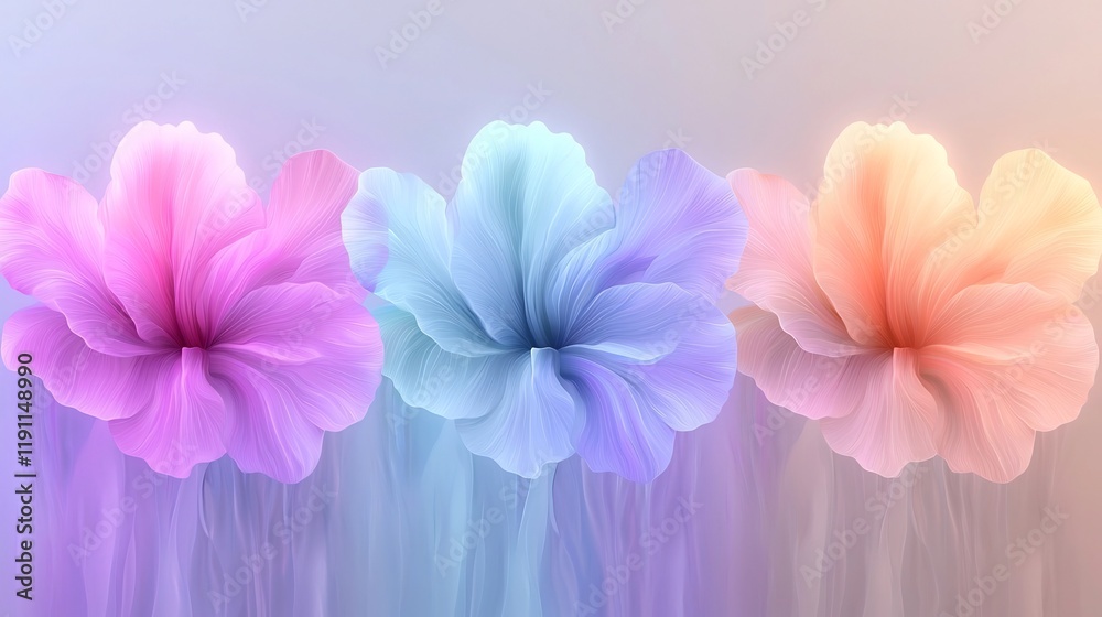 Mesmerizing abstract floral formation with soft organic shapes pastel gradient tones and a sense of ethereal luminescence and contemplative serenity A digital painting with a aesthetic Mesmerizing abstract floral formation with soft organic shapes pastel gradient tones and a sense of ethereal luminescence and contemplative serenity A digital painting with a aesthetic