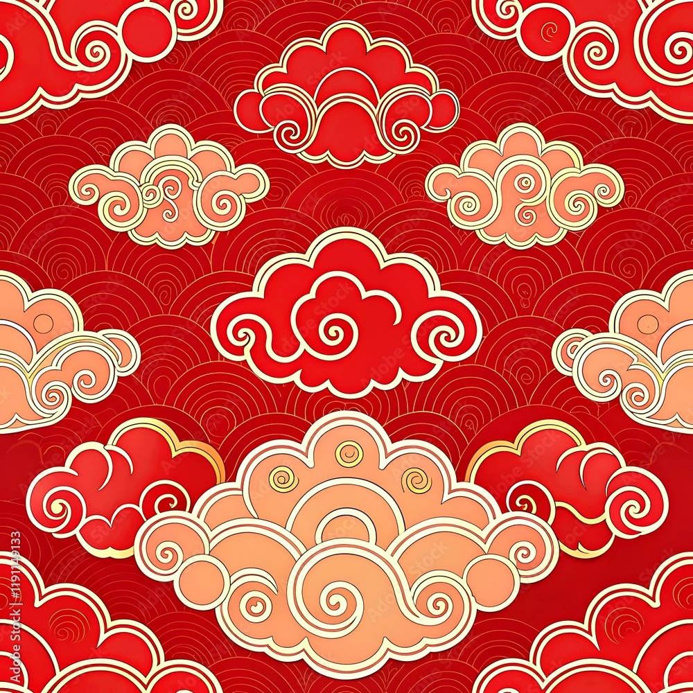 Elegant Red and Gold Cloud Design for Festive Occasions and Holiday Projects Elegant Red and Gold Cloud Design for Festive Occasions and Holiday Projects
