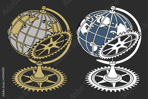 global-spheres--metallic-earth-globes