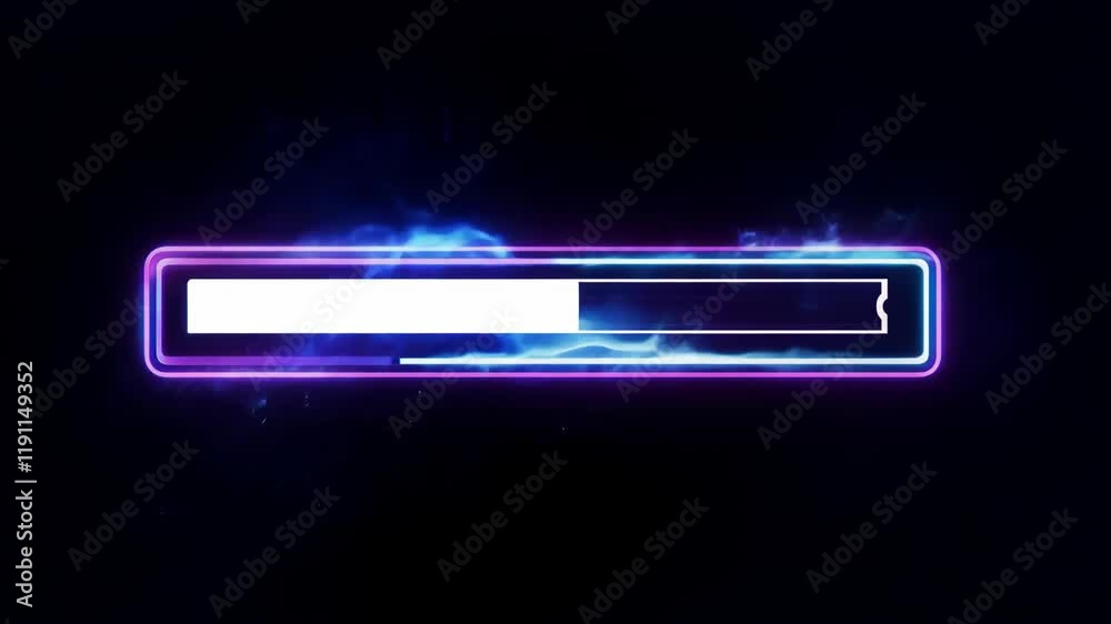 Cyber loading bar with neon purple glow on a dark black background. Digital progress interface design Cyber loading bar with neon purple glow on a dark black background. Digital progress interface design