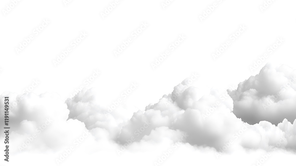 White fluffy clouds against a bright white sky