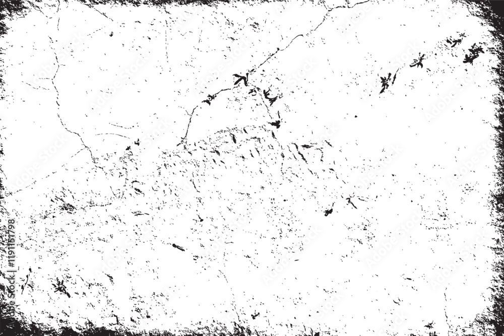 Grunge pattern. Particles abstract texture. Background of cracks, scuffs, chips, stains, ink spots, lines. Vector grunge overlay texture. Abstract monochrome image includes a faded effect in dark tone