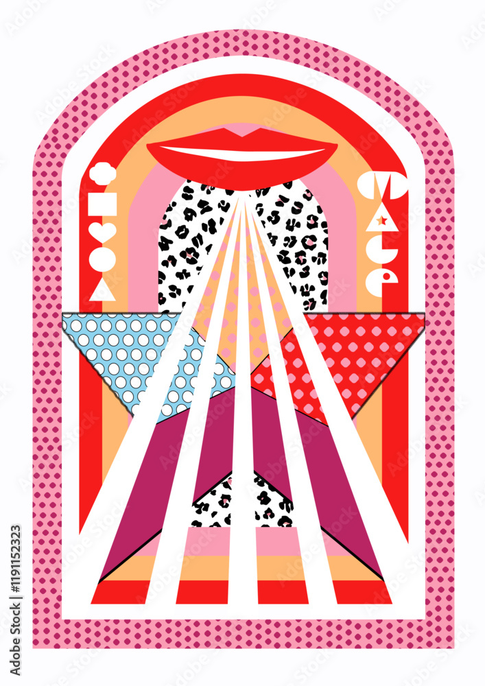 Estampa de estrella retro futurista
