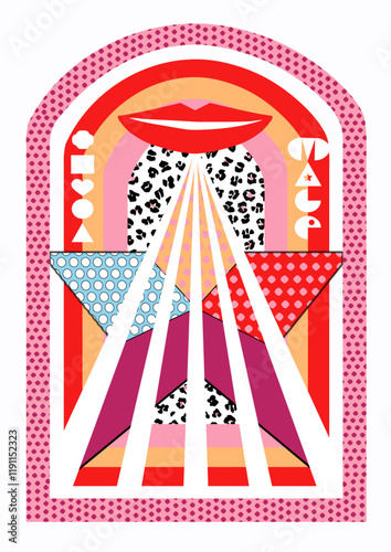 Estampa de estrella retro futurista