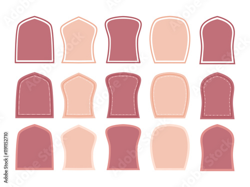 Arabic window shape or mosque shape arches for Islamic festival ornamental, greeting card, and wedding invitation decor.