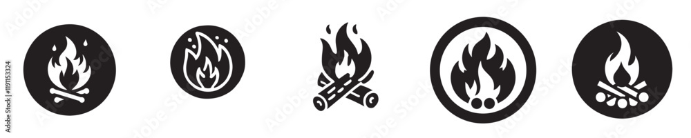 Vector collection of fire icon silhouettes Vector collection of fire icon silhouettes