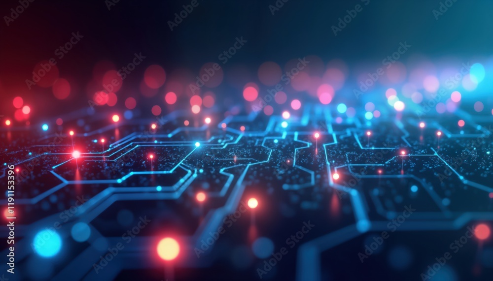 Abstract glowing tech network shows illuminated fiber optic connections. Modern network system with glowing connections. Futuristic design. Abstract tech background. Global communication, data flow. Abstract glowing tech network shows illuminated fiber optic connections. Modern network system with glowing connections. Futuristic design. Abstract tech background. Global communication, data flow.