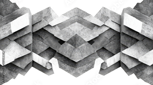 Symmetrical pattern of slate stone tiles in shades of gray, creating modern and artistic design. This textured background adds depth and interest to any project
