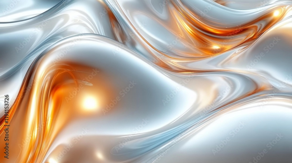 Abstract Metallic Waves in Gold and Platinum. Generative AI Abstract Metallic Waves in Gold and Platinum. Generative AI