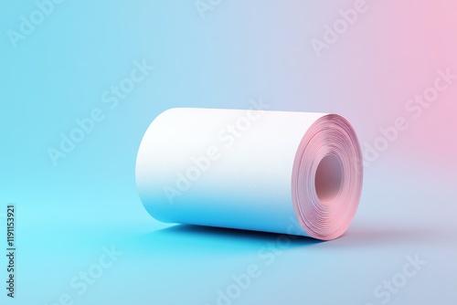 Extended Length 3D Receipt with Folded Layers on Gradient Background